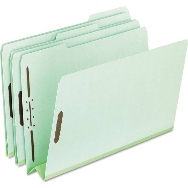 "Pendaflex PFX17187 Pressboard Fastener Folders  Legal Size  Light Green  3"""""""" Expansion  1/3 Cut  25/BX (17187)"