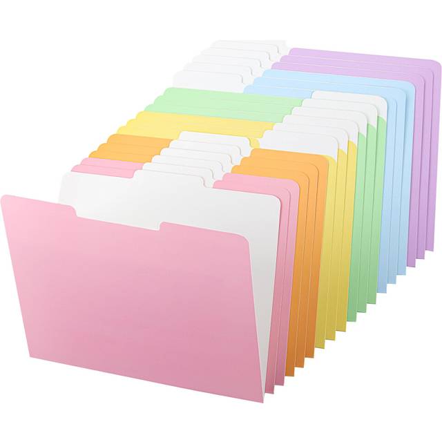 Mr. Pen- File Folders  18 Pack  Pastel Colors  1/3-Cut Tab  File Folders Letter Size  Colored File Folders  Office File Folder  Colored Fold
