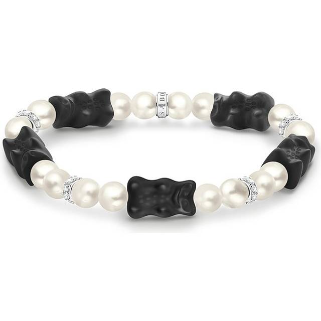 Thomas Sabo A2170-052-11-L17 Perlenarmband mit 5 schwarzen Goldbären