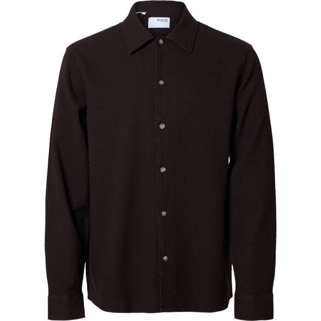 Selected Homme Slhrelaxdave Waffle Shirt LS Herr Långärmade Skjortor Stl. M - Från Magasin - Chocolate Torte (M)