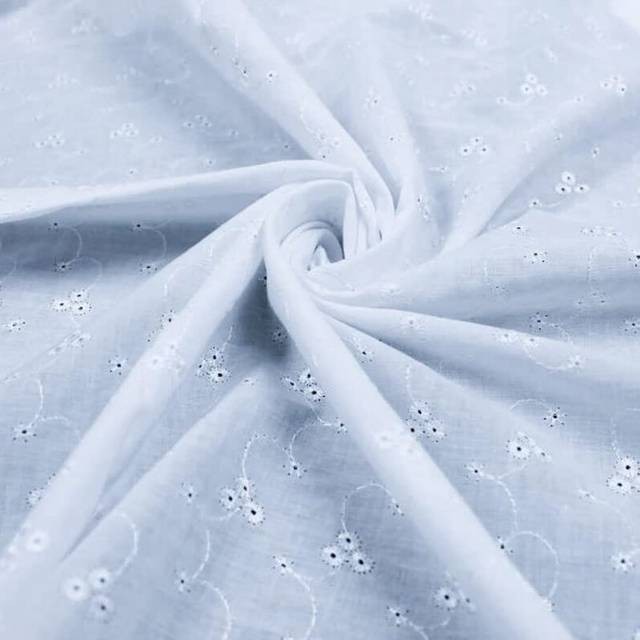 "60"""" Wide Poly Cotton Broadcloth All Over Embroidery Eyelet Fabric by"