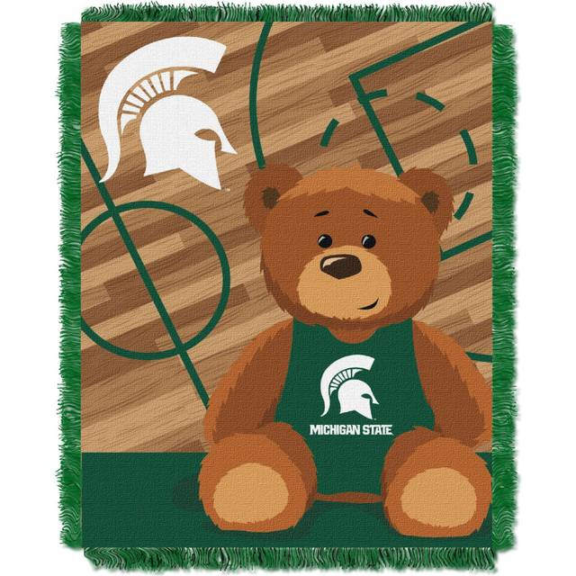 "Officially Licensed NCAA Michigan State Spartans """"Half Court"""" Woven Jacquard Baby Throw Blanket  36"""" x 46""""  Multi Color"