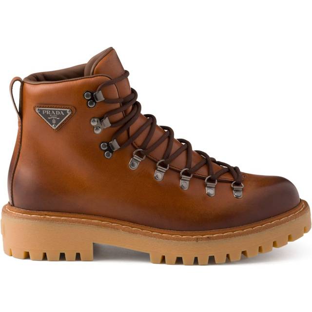Prada - laced leather boots - men - Leather/Rubber/Leather - 9.5 - Brown