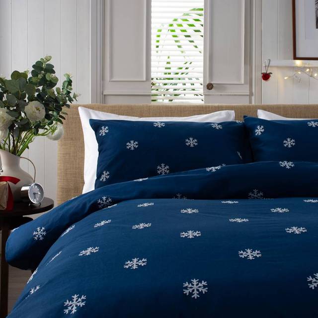 Snowflake Double Duvet Set White/Navy (Double)