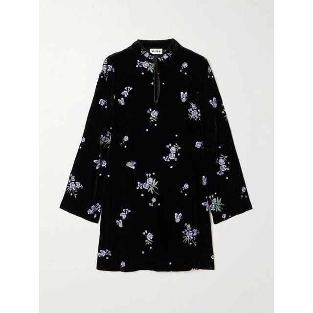 RIXO Calla - Blossom Embroidery Blue Regular / L/UK14 - Black