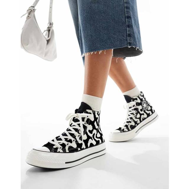 Converse – Chuck 70 – Svartvita, höga sneakers med komönster-Svart/a