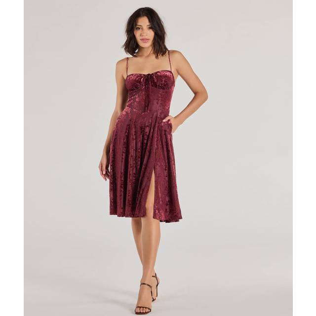 Goddiva Plus Embroidered Sequin & Mesh Maxi Dress - Burgundy - 22