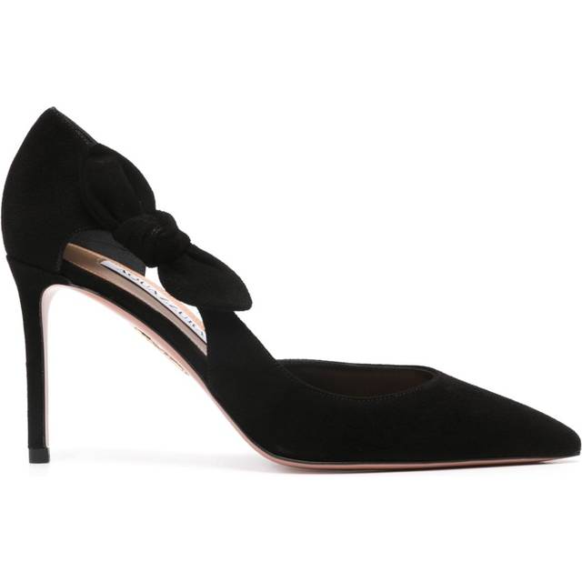Aquazzura - Very Bow Tie 85mm pumps - women - Suede - 39 - Black