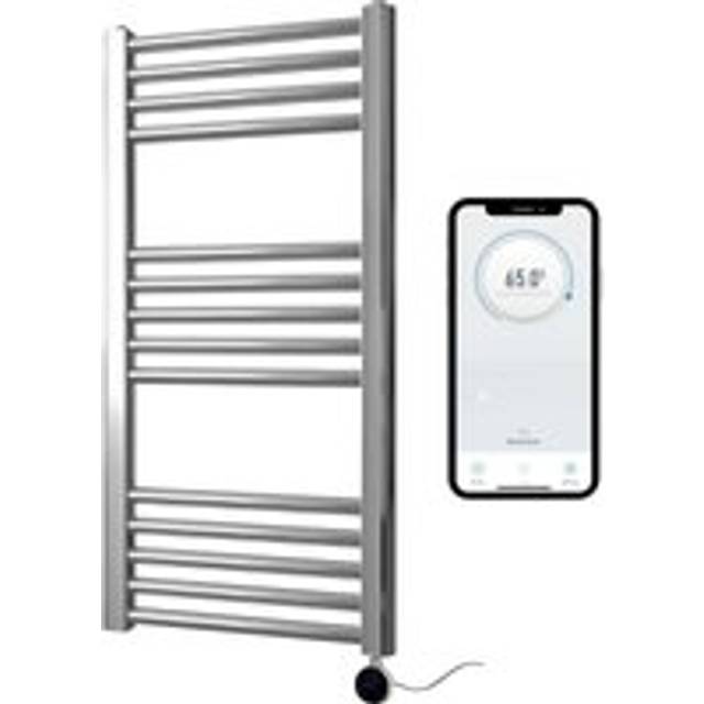 Manissa - Chrome Electric Smart WiFi Controlled Heated Towel Rail 400mm w x 800mm h Straight 7 Day Programmable Timer App Compatibility