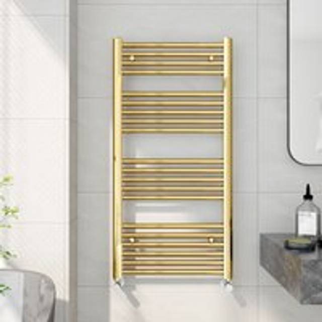 Emke - Heated Towel Rail Radiator Straight Central Heating Towel Rails Towel Warmer 1000x500mm Suitable for 5m², Gold