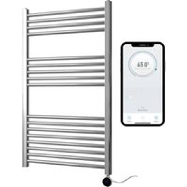 Manissa - Chrome Electric Smart WiFi Controlled Heated Towel Rail 600mm w x 1000mm h Straight 7 Day Programmable Timer App Compatibility