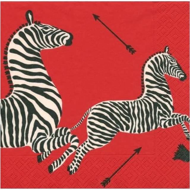 Entertaining with Caspari Cocktail Napkins  Zebras Red  Box of 40