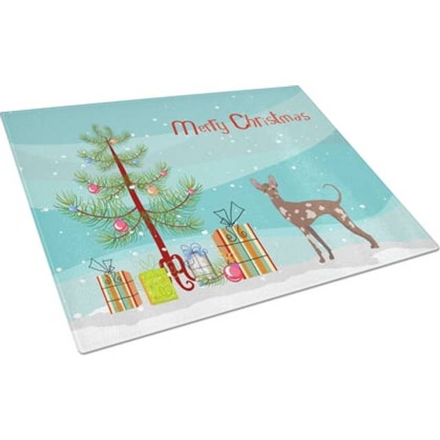Caroline's Treasures CK3473LCB Mexican Hairless Dog Christmas Tree Glass Cutting Board Large Decorative Tempered Glass Kitchen Cutting and Serving Boa
