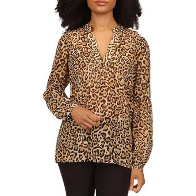 Gaëlle Paris, Blusar & Skjortor , Dam, S, Cropped Georgette Puff Sleeve Blouse - brown (S)