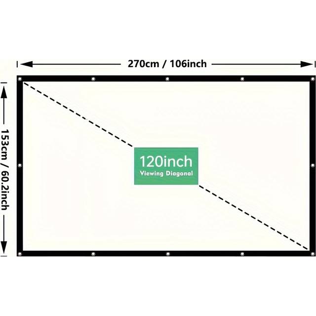 TEMU Projector Curtain 120 Inch Outdoor Indoor Projection Screen, Foldable Anti-wrinkle Portable 16:9 Projector Movie Screen, Support Double-sided Projection, Suitable For Home, Party, Office
