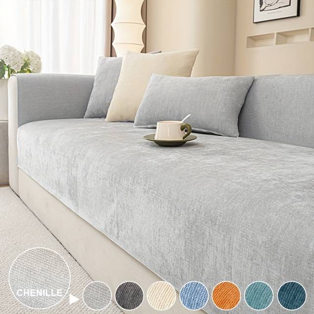 TEMU Modern Chenille Sofa Seat Cushion Cover - Pet-friendly, Non-slip Universal Fit Sofa Slipcover For Armchair To 4-seater Sofas, Machine Washable, Simple Design - 1pc.