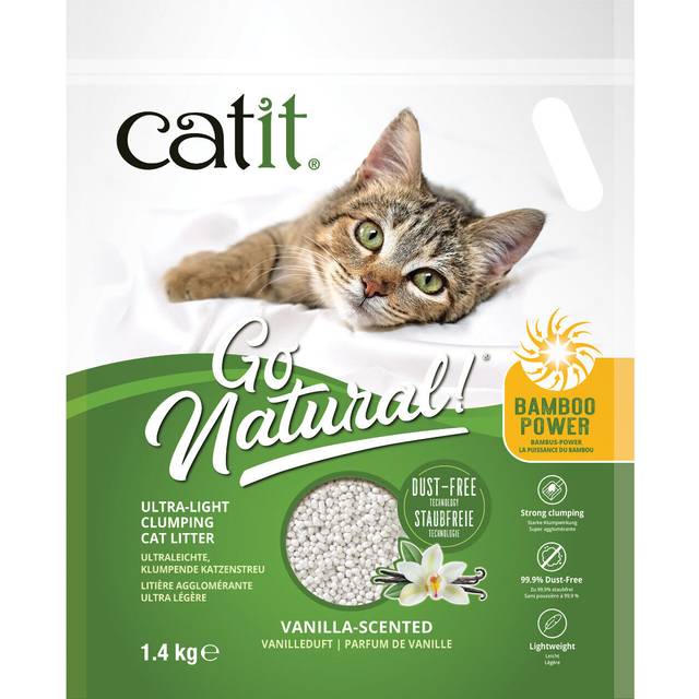 Catit Go Natural Ultra-Light Bamboo Clumping Vanilla Scented Cat Litter 1.4Kg