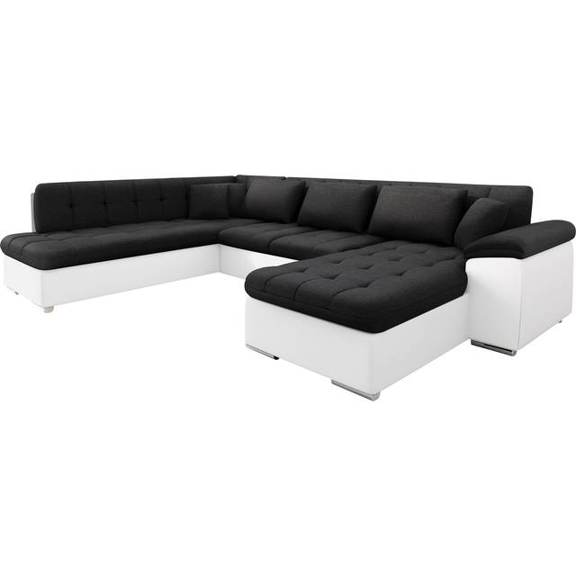 Dynir Soffa med Divan och Schäslong 4-sits - Vit/Svart U-soffa Vit,Svart Tyg