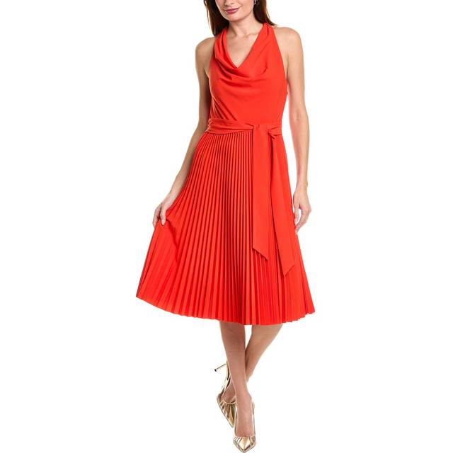 Elie Tahari Pleated Cowl Neck Dress