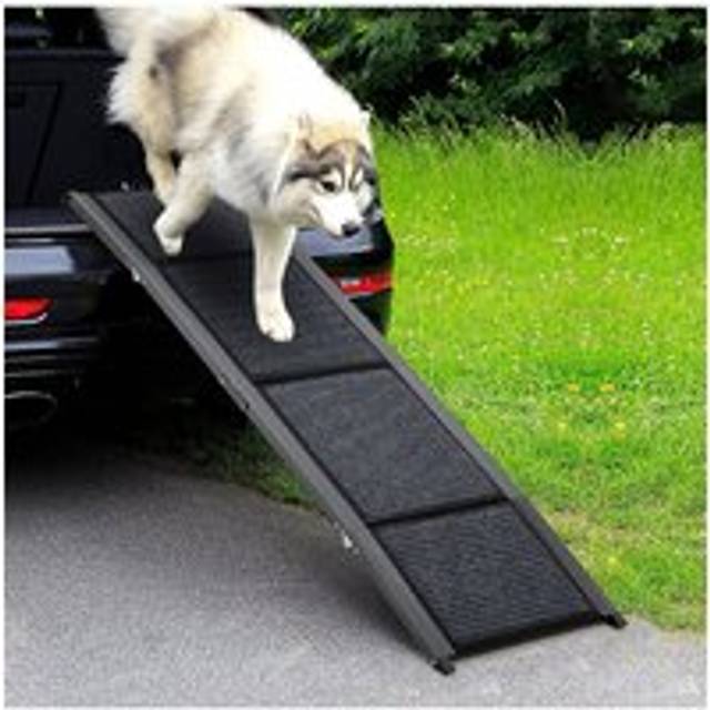 Living And Home 160X44Cm Outdoor Foldable Metal Dog Ramp Non-Slip Step Pet Ladder For Car In Black - One Size