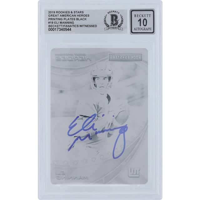 Eli Manning New York Giants Autographed 2019 Panini Rookies & Stars Black Printing Plate #GAH-EM #1/1 Beckett Fanatics Witnessed Authenticated 10 Card