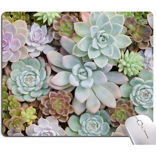 cute Succulents Mouse Pad  Natural Plants Mousepad for Design  Anti-Slip Rubber Base Wireless Mouse Pads for Laptop