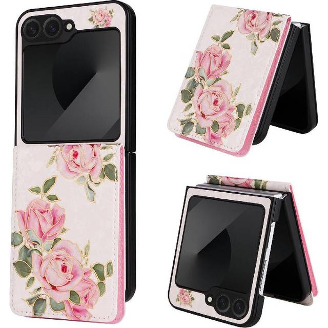 (C1 ) Double Buckle Wallet Case for Samsung Galaxy Z Flip5 Shock Resistant Photo Slot Card Holder Rfid Blocking Kickstand