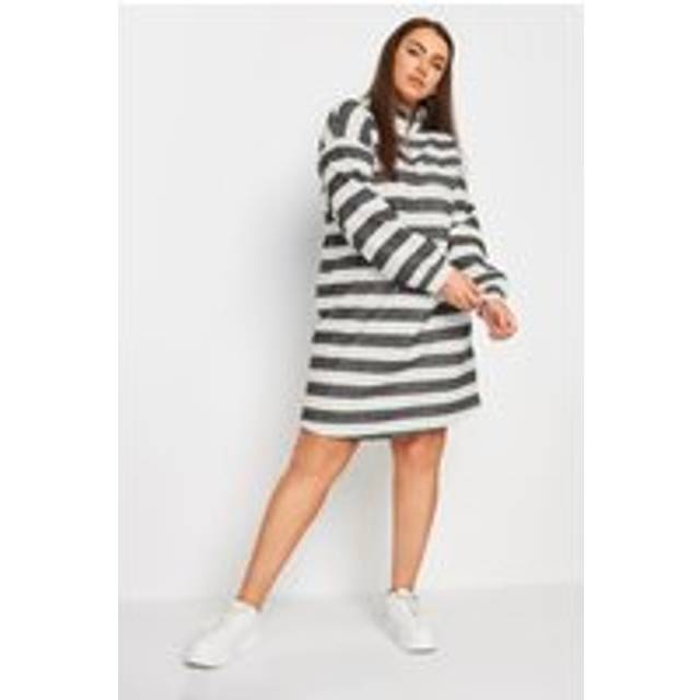 Yours Curve White Stripe Soft Touch Jumper Dress, Women's Curve & Plus Size, Yours - 26-28