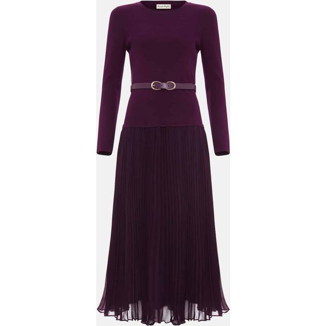 Phase Eight Women's Kai Belted Drop Waist Knitted Dress - Burgundy - 14