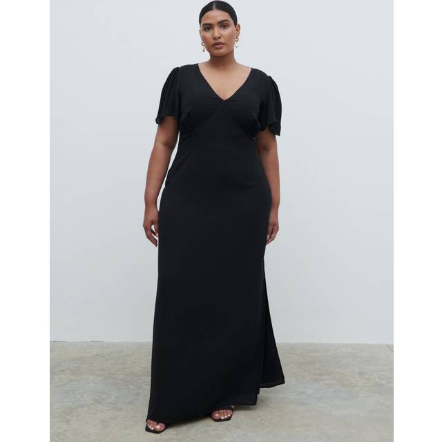 Edie Chiffon Maxi Bridesmaid Dress Curve - Black, 20