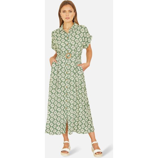 Yumi Belted Shirt Midi Dress