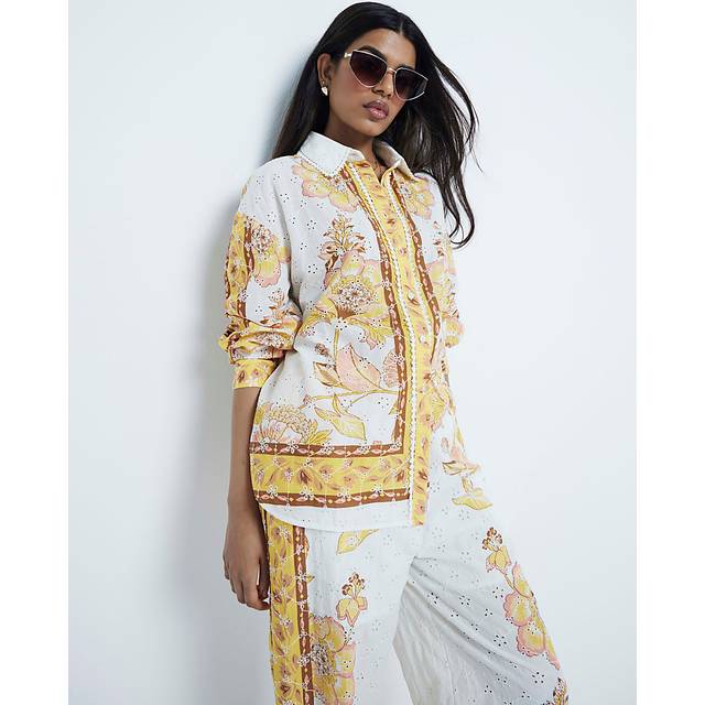 River Island Womens Petite Yellow Broderie Shirt - 12