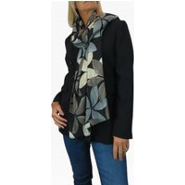 Ladies floral leaf design scarf wrap - soft wool blend with fringing 70x35