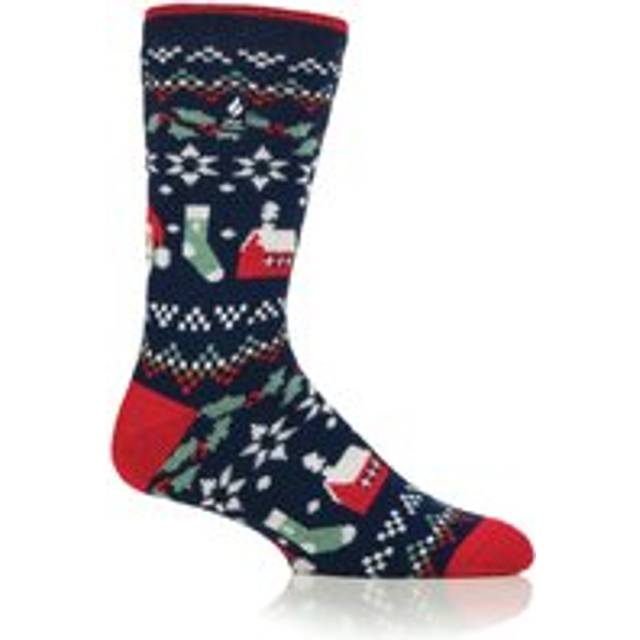 Mens 1 Pair SOCKSHOP Heat Holders 1.6 TOG Lite Christmas Socks Festive Tidings 6-11 - Multi Coloured