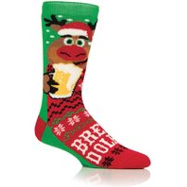 Mens 1 Pair SOCKSHOP Heat Holders 1.6 TOG Lite Christmas Socks Brew Dolph 6-11 - Multi Coloured