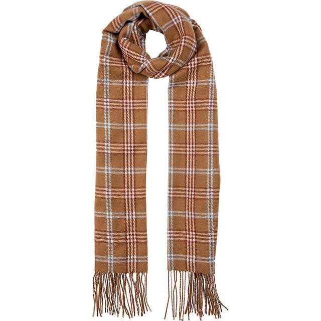 Women’s Plaid Small-Check Scarf with Tassels