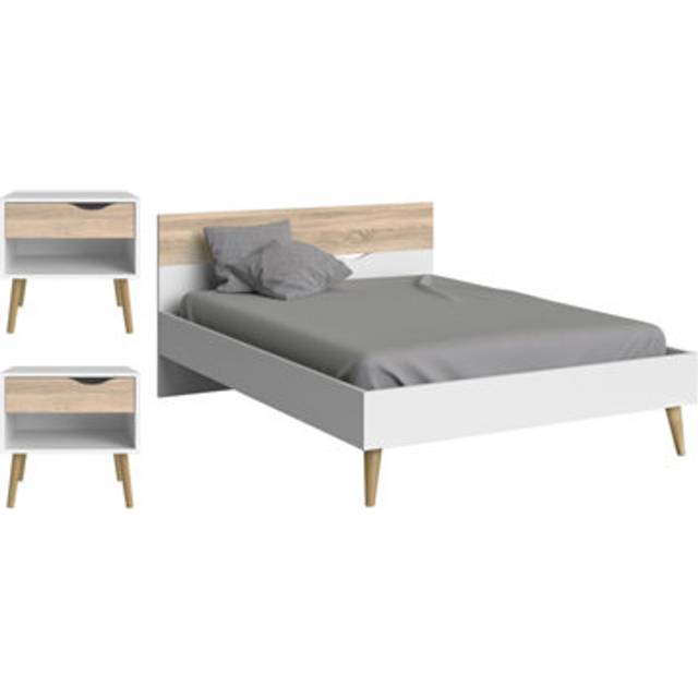 Indoor Furniture Group Furniture To Go Oslo 3 Piece Bedroom Set, Dbl Bed White & Oak, White