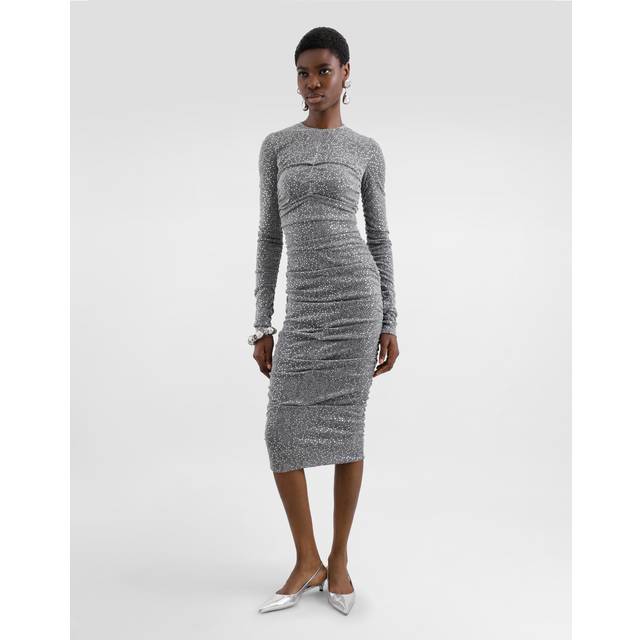 Dolce&Gabbana Sequined ruched midi dress - silver (UK 6)