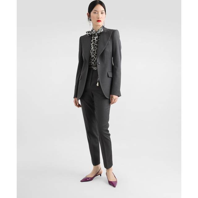 Dolce & Gabbana, Wide Trousers, female, Gray, XS, Casual Slim Fit Trousers