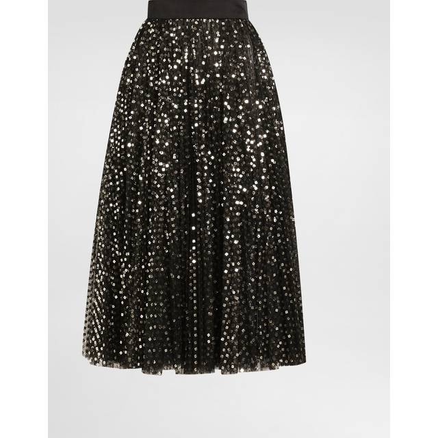 Dolce & Gabbana Tulle Midi Circle Skirt With Micro-sequin Embroidery - Woman Skirts Gold Tulle 46