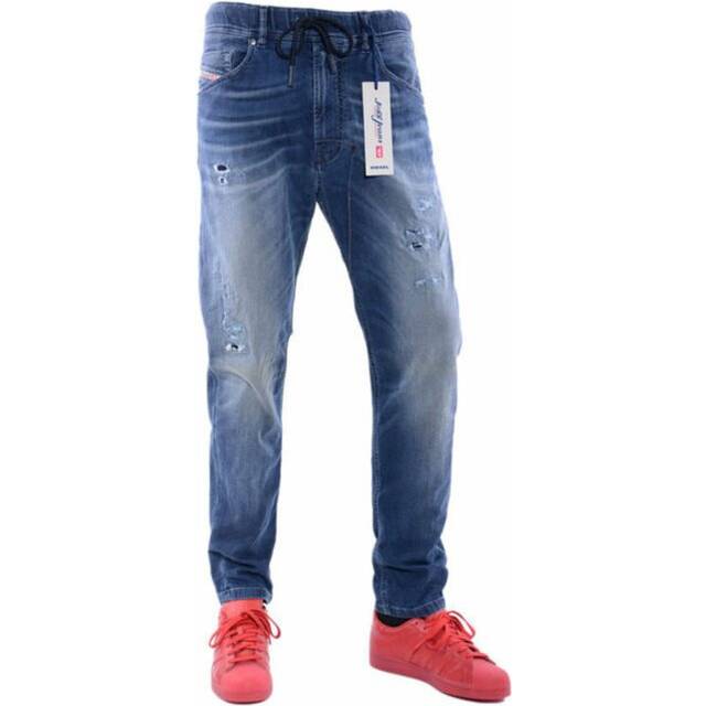 Diesel narrot-ne 0666w mens denim jeans sweat jogg distressed regular fit carrot