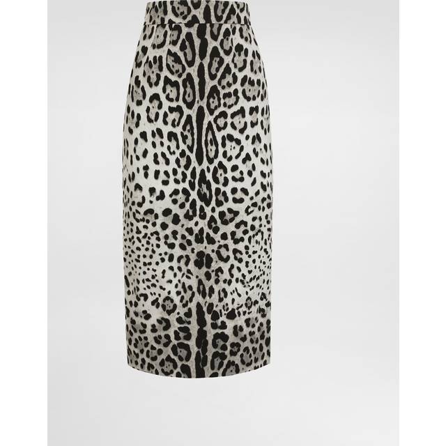 Dolce & Gabbana, Kjol, Dam, 2Xs, Sidenskjol med djurtryck - gray (2XS)