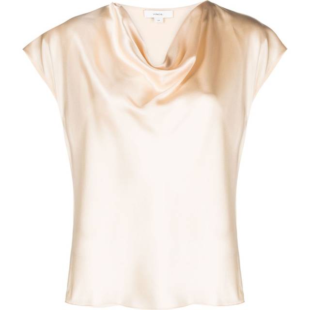 Vince - cowl-neck silk blouse - women - Silk - L - Neutrals