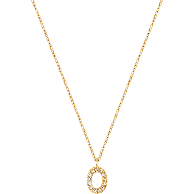 Petite stone letter necklace gold