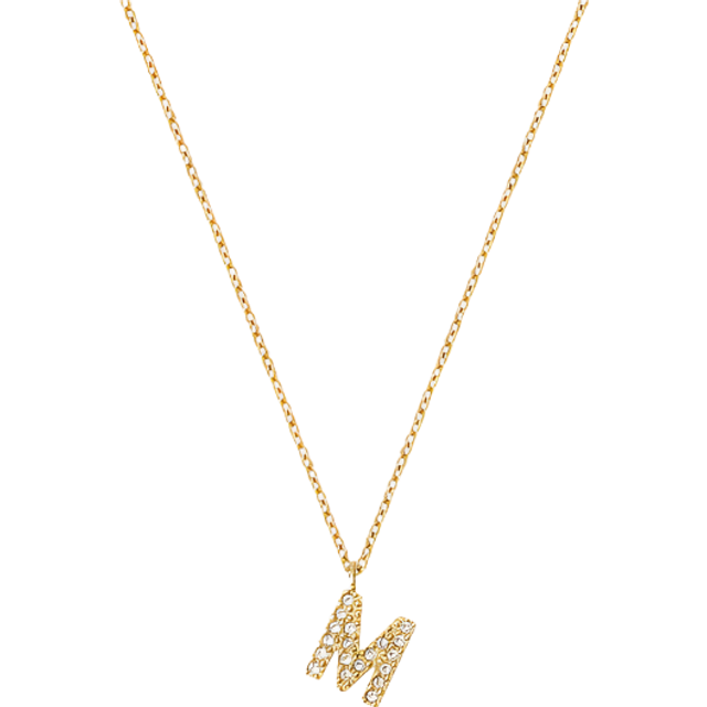 Petite stone letter necklace gold