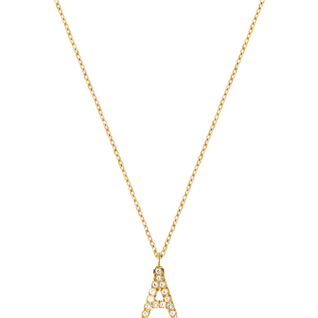 Petite stone letter necklace gold