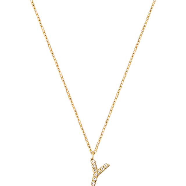Petite stone letter necklace gold