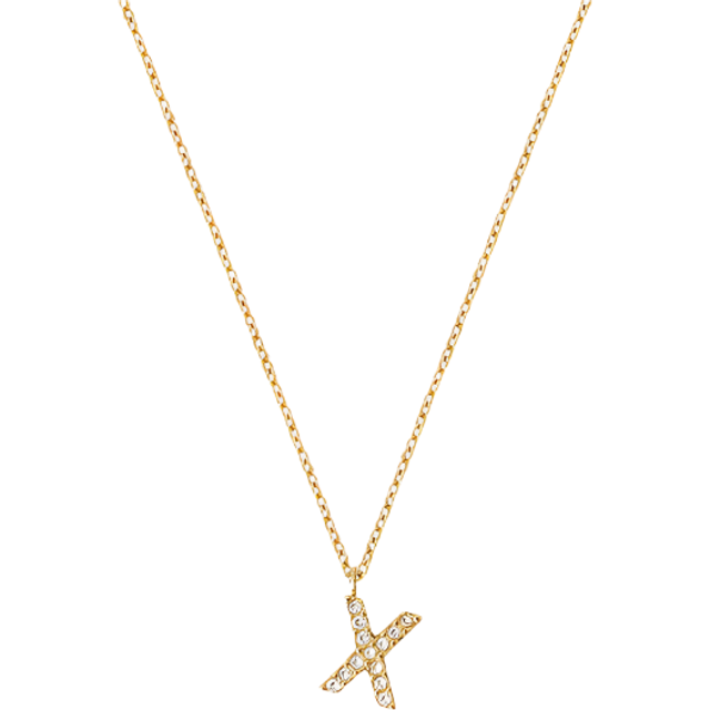 Petite stone letter necklace gold