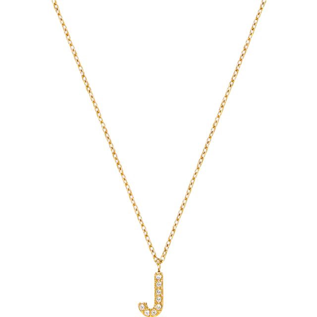 Petite stone letter necklace gold