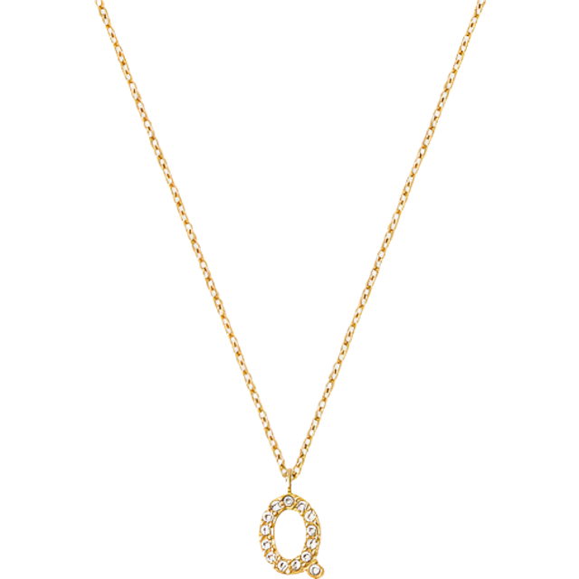 Petite stone letter necklace gold